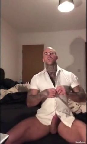 Sexy Tatted Stud Jerks Off Big Cock & Cums