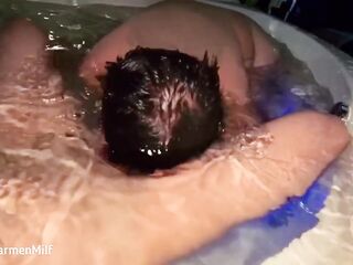 MILF Does A Hard Blowjob Underwater and Screws Anal, Filled Everything With Cum