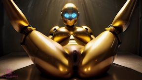 golden sex robot gets tested by a big black cock and receives cum inside - [ai porn]