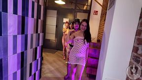 FOUR GIRLS DANCING SHAKING ASS TWERK SPANKING IN FISHNET 4K