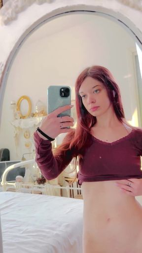 I Love Looking at Myself in the Mirror While Playing with My Pink Pussy