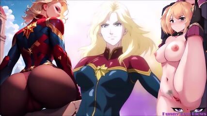 NUT PUNCH Future Avengers Captain Marvel BALLBUSTING 2 Nutshots Anime Kick In The Nuts