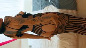 big titty goth girl in black spiderweb lingerie, suck n  fuck quickie