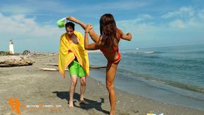 Alison summer beach red bikini selfdefense pt2