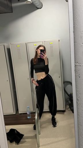 Female in gym locker room
