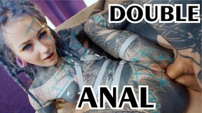 DOUBLE ANAL from tattoo girl ANUSKATZZ / DAP with swallow, gape, prolapse - punk - goth