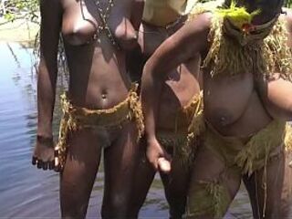 This fortunate Afro villager got two girlfriends