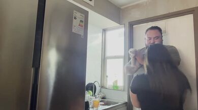 Kitchen Blowjob While He Slammed Her Huge Ass Raw