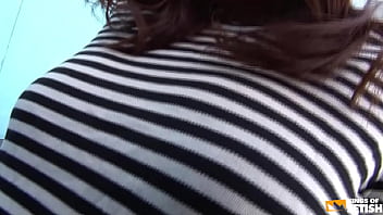 Japanese chick plays with her hairy pussy and strokes a guy with big cock outdoor