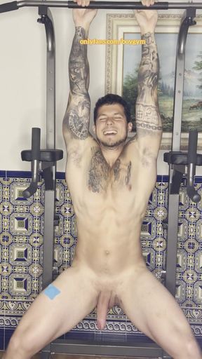 My Big Cock Cums in Workout!