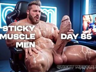Sticky Muscle Dudes Day 85 Preview, AI-Generated Muscle Lads, Large Weenies, Large Cum Loads