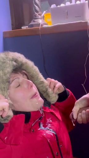Epic moment from &quot;Puffy Jacket Blowjob &amp; Cumshot in Mouth&quot;
