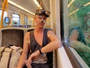 Twink masturbate on subway