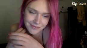 pink hair slim shemale cutie webcam solo