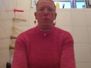 Sissy fuckdoll pisses while riding a dildo