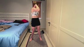 Naked Exercise And Sweaty Orgasm