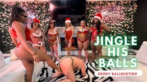Jingle His Balls - Ebony Ballbusting Female Group Domination Christmas Edition