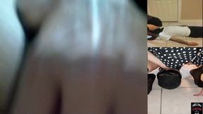 Vidya rides a strap-on double-sided dildo while giving a facefuck to her