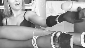Teen girl gets creamed in nylon stockings