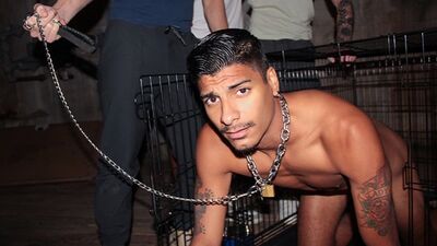 Humiliated Frat Pledger Apollo Endures Sexy Hazing: Dog Caged, Water Bowl, and Anal Submission