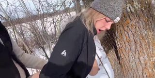 Outdoor Sex in the Park in Winter