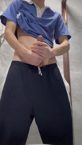 Chinese twink solo jerk off big dick and cum