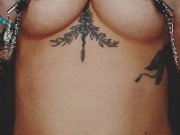 Playing with myself and my nipple chain
