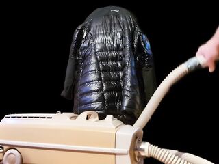 Vacuuming Girlfriend's Ebony Titanium Down Jacket with Electrolux AP200