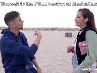 What if somebody catches us? Spanish sweetheart drilled on a Public Beach at MuchaSexo