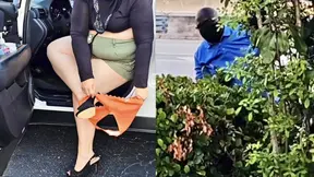 Perverted stranger watches mature mom put on panties then fingers her fat pussy