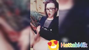 Self suck feisty trap gushes gold rain while peeing all over face