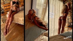 Blonde beauty Paola gets off on girls rocking leather belts, her fantasy come true