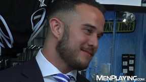Businessman Alex Graham uses toys and cock to dominated muscular Flex