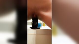 Fiance training for big black cock with long vibrator till she cum