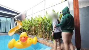 Sexy Thai girl gets naughty in a villa pool