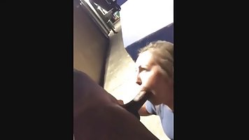 Amateur blonde MILF sucks BBC