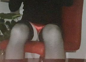 Waiting room red panty tease