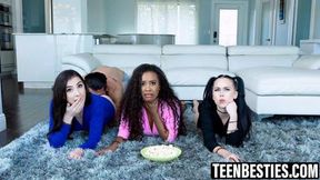 Teens' movie night turns into a cock-pleasing orgy