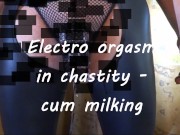 Electro orgasm in chastity - cum milking