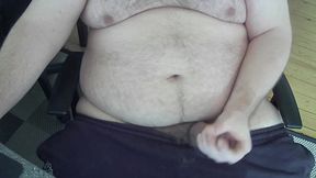 Hairy Man body in sweat pants pinkish cigar out getting rock hard teasing then a final supprise lingerie