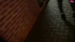 dirty little street girl takes a spanking in the street