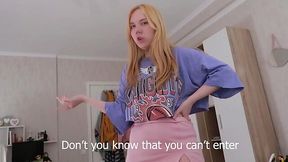 Blonde stepsister caught me jerkiing my dick off with her panties