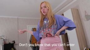 Blonde stepsister caught me jerkiing my dick off with her panties