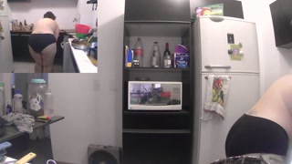 doing the dishes with my huge tits out