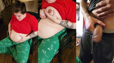 Christmas pajamas and cock sucking prego body brimmed with cum