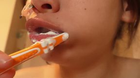 Giantess Stepsister Talks to Tiny Stepbrother About Watching Him Brush His Teeth and Then After Watching Him Use