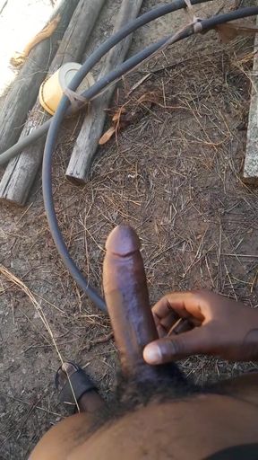 Mello Sins stroking his cock outside