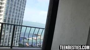 Wild teen fuck fest with a lucky stud