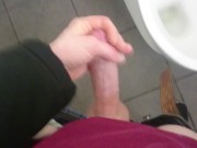 POV jerkin off in piblic toilet,cum on floor: fan requested