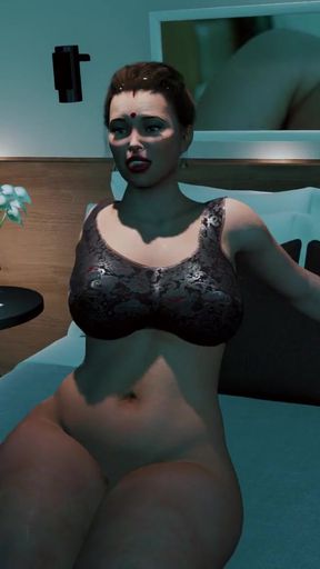 Desi Indian Stepmom having Sex with Her Stepson&#039;s Friend in the Bedroom   Clip 1